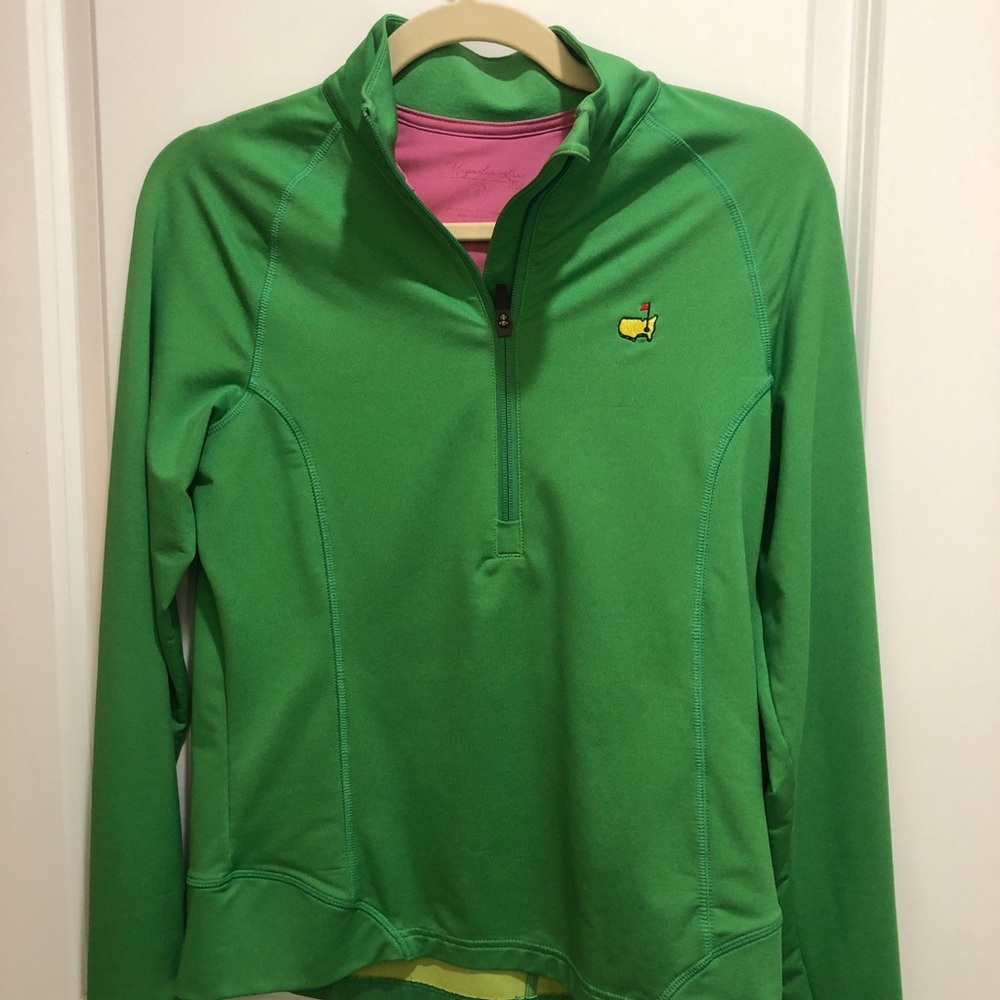 MASTERS- green half zip pull over